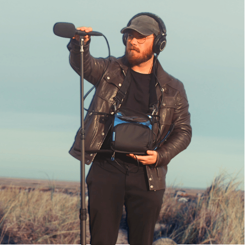 Picture of Mikkel Recording sound outside